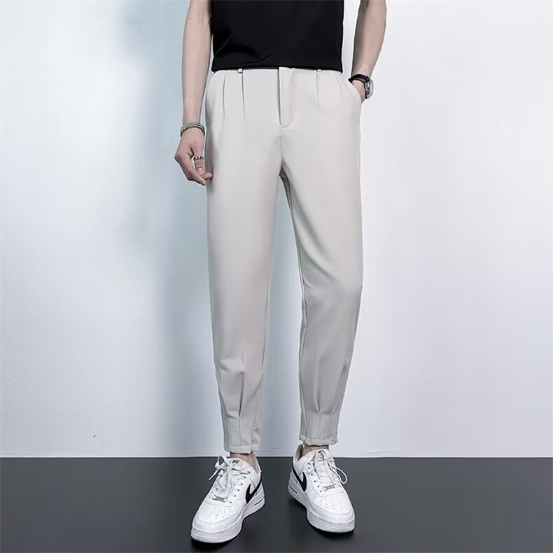 休闲西裤男士春秋款2024新款垂感宽松束脚九分男夏季薄款K24，男装西裤，星座1116A-2（原606A-1）