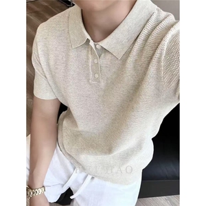 老钱莱赛尔男士短袖t恤亚麻休闲POLO衫透气夏季图片