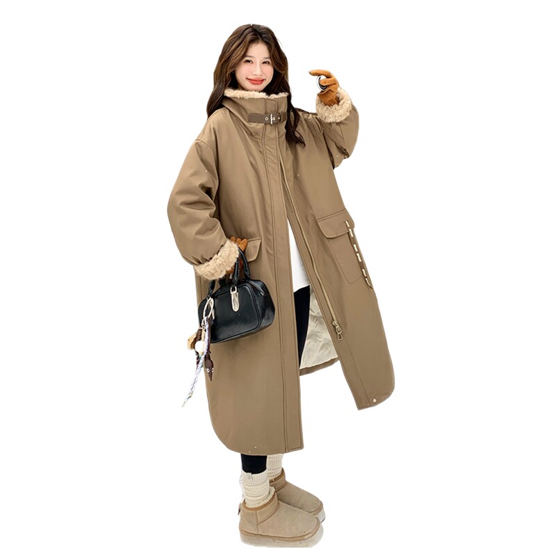新品2025冬季工装风羽绒派克服长款毛领8659-P325K418,女装羽绒服,2C125