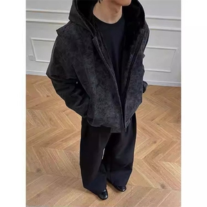 现货高品质美式冬季重磅座山雕大毛毛领pu皮棉衣男女加厚外套图片