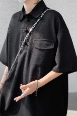 高品质盘扣短袖POLO衫男夏季宽松纯色上衣t恤10031-特P40控68，男装Polo衫，电商A059