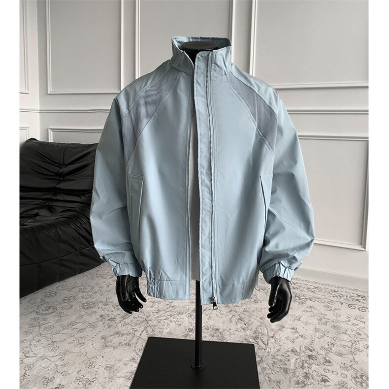1美式罗纹拼接袖子褶皱大码M-5XL教练夹克男JK78056P69控105，男装夹克，星座226-2