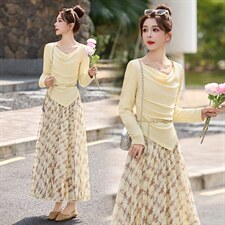 现货现货网纱格子半身裙女收腰2026春装新款超火穿搭一整套裙，女装套装/套裙，伊仟回