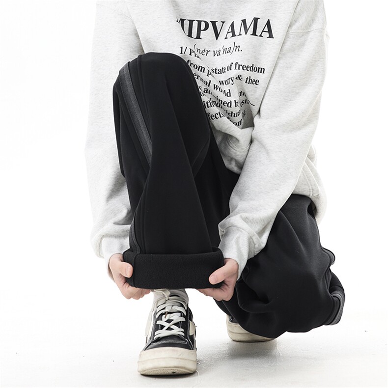 冬季新款加绒加厚拼接卫裤抽绳宽松阔腿裤xz906-1-K1298P68控108,男装休闲裤,星座906-1（原电商a316-2）