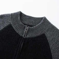 2025百搭简约时尚抽条拉链开衫，女装针织衫/毛衣，兴泰羊绒