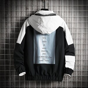 2021秋季新日系大码男印花撞色拼接连帽潮宽松夹克外套J6005-P85图片