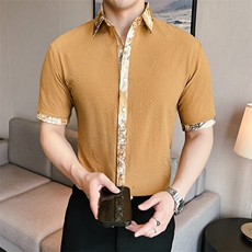 CS817-P38泡泡格夏季新款男士短袖衬衫潮流时尚短袖潮花衬衣，男装T恤，星座507A（原星座306B-2）