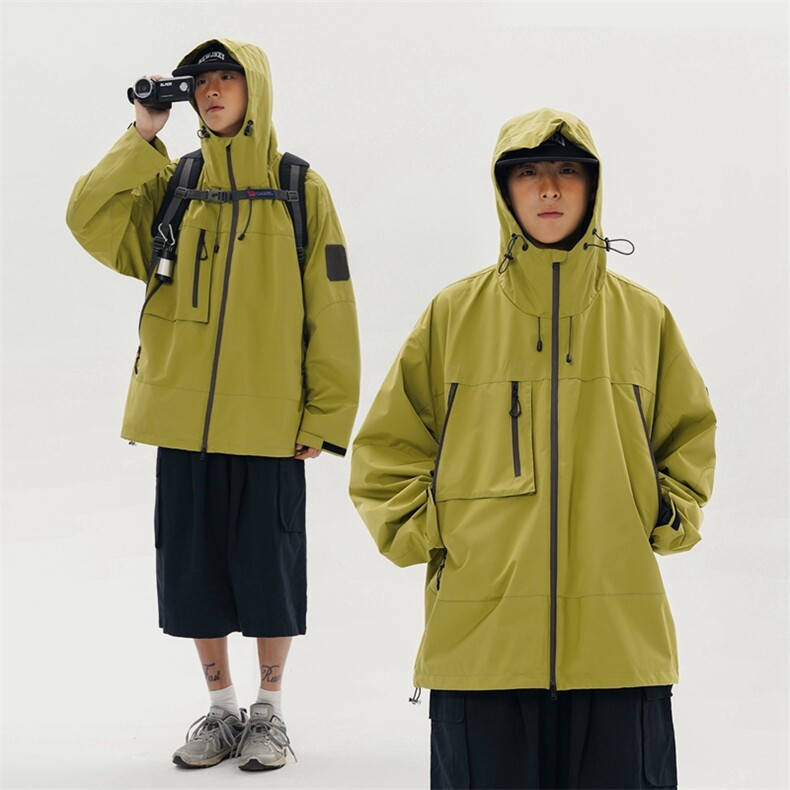 中性风工装冲锋衣男高品纯色宽松夹克外套DSA157B-J91-P60，男装夹克，电商A157B