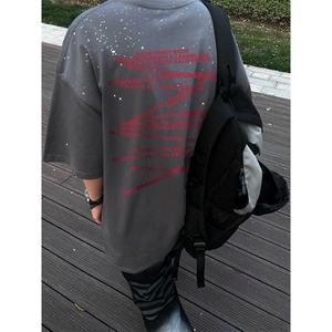 量大优供抖音视频 支持得物配合二开美式满天星亮片短袖T恤MTX393图片