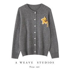 2026年秋季时尚百搭通勤简约休闲手工钩花开衫，女装羊毛衫，佰米娇羊绒