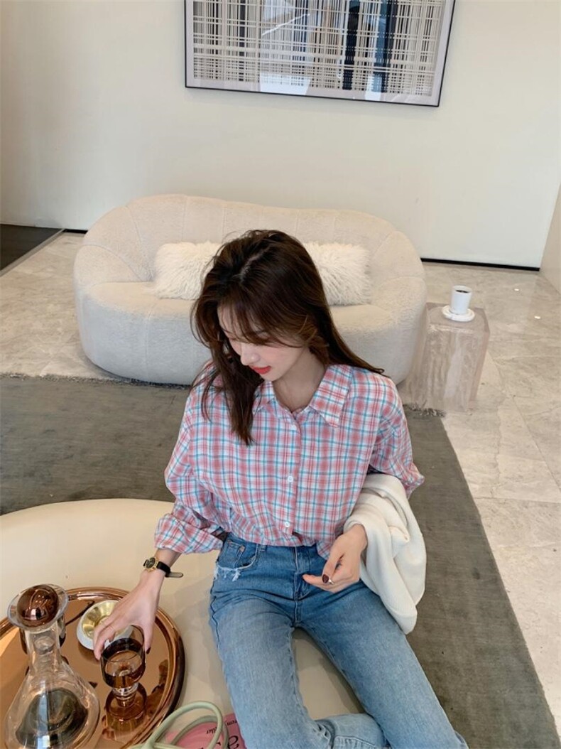 【现货】磨毛格子衬衫，女装衬衫，NIY