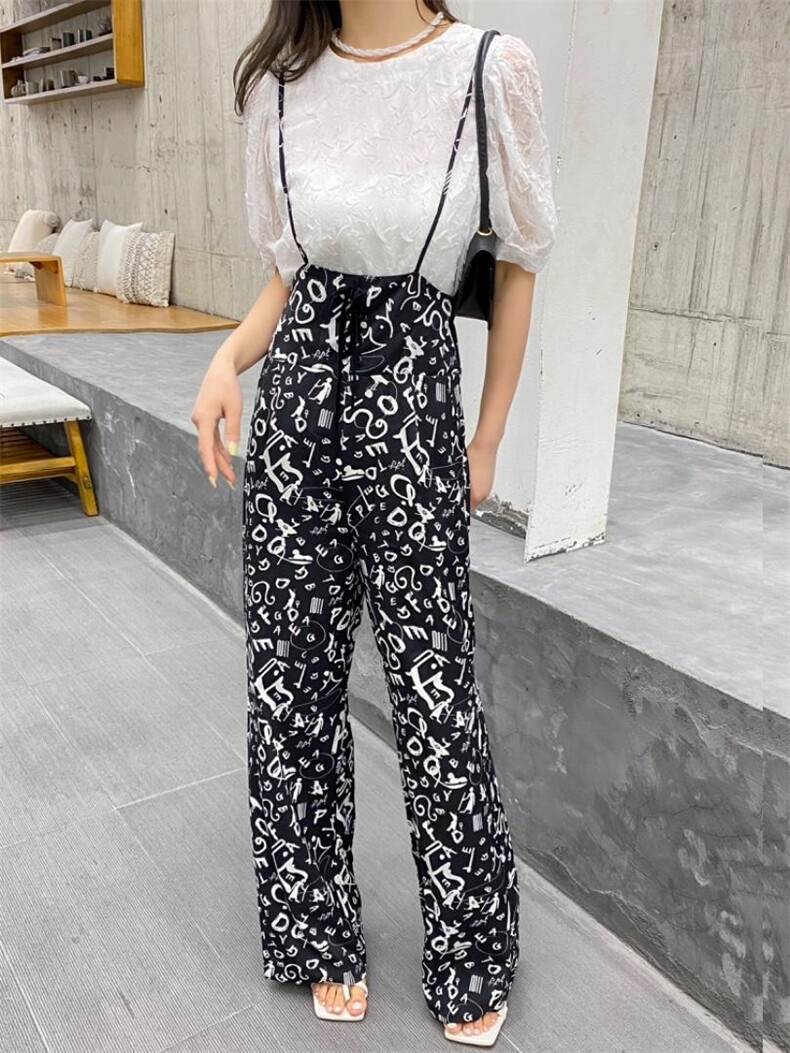 YCJ吊带直筒长裤雪纺面料，女装背心吊带，YCJ