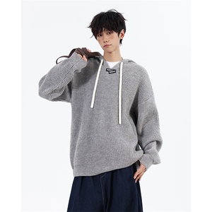 517A-8-M619-P78高品质连帽针织衫慵懒风毛衣现货老钱风卫衣