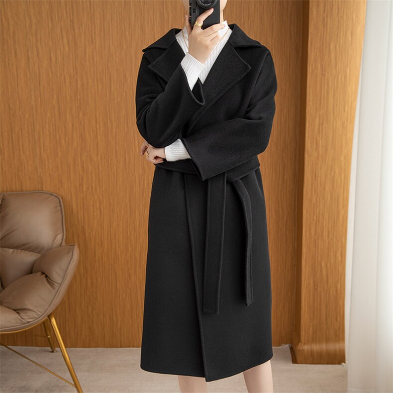 羊毛大衣女新款冬季韩版时尚流行羊毛呢子外套，女装双面呢大衣，召鑫羊绒双面呢