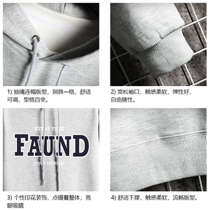 纯棉连帽卫衣男大码运动帽衫宽松薄 网格WY2295-P35图片