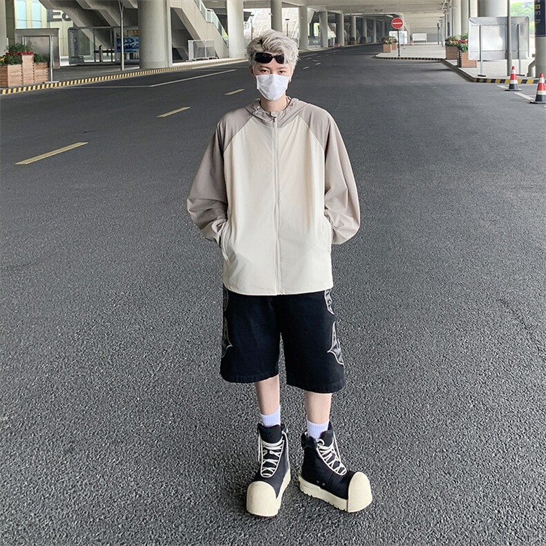 UPF50+插肩袖连帽冰丝防晒衣男女24夏季新款防晒罩衫薄款休闲外套，男装防晒衣，星座505-2（原电商A260-1)