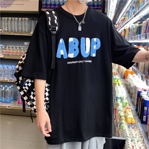 2023夏季新款韩版潮流百搭衣服植绒3D立体字母半袖上衣 T918-P22图片