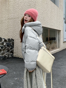 现货甜美泡芙感羽绒服外套女冬季新款韩系连帽加厚白鸭绒面包服图片