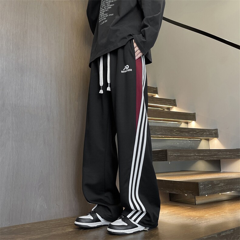 2025休闲裤子男生潮流直筒卫裤新款宽松阔腿加长卫裤-K3029-P40，男装休闲裤，星座1105-2
