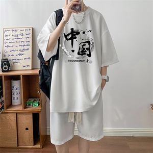 华夫格套装运动短袖t恤套装休闲两件套一套 HZ84134-P44图片
