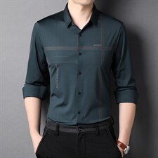 秋冬休闲商务简约无痕长袖衬衣男条纹百搭潮流衬衫HPN97058-P110，男装衬衫，电商B212（原钱塘6029）