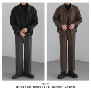 雷军同款春款男皮夹克工装大口袋皮衣外套JK0637 P72图片