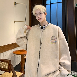 美式潮牌重磅水洗做旧圆领卫衣力推大码男XZ517A-2-Y7737-P58图片