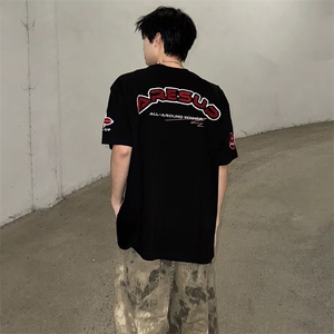 万针全刺绣工艺抖音得物高品质260克重磅纯棉双纱美式高街短袖T恤图片