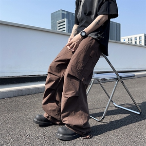 得物品质夏款男纯棉休闲裤工装大口袋直筒宽松休闲长裤F03 P65图片