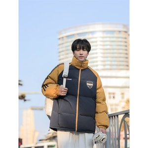 美式撞色侧条纹棉衣男秋冬季宽松潮牌加厚情侣棉服外套P108 X178图片