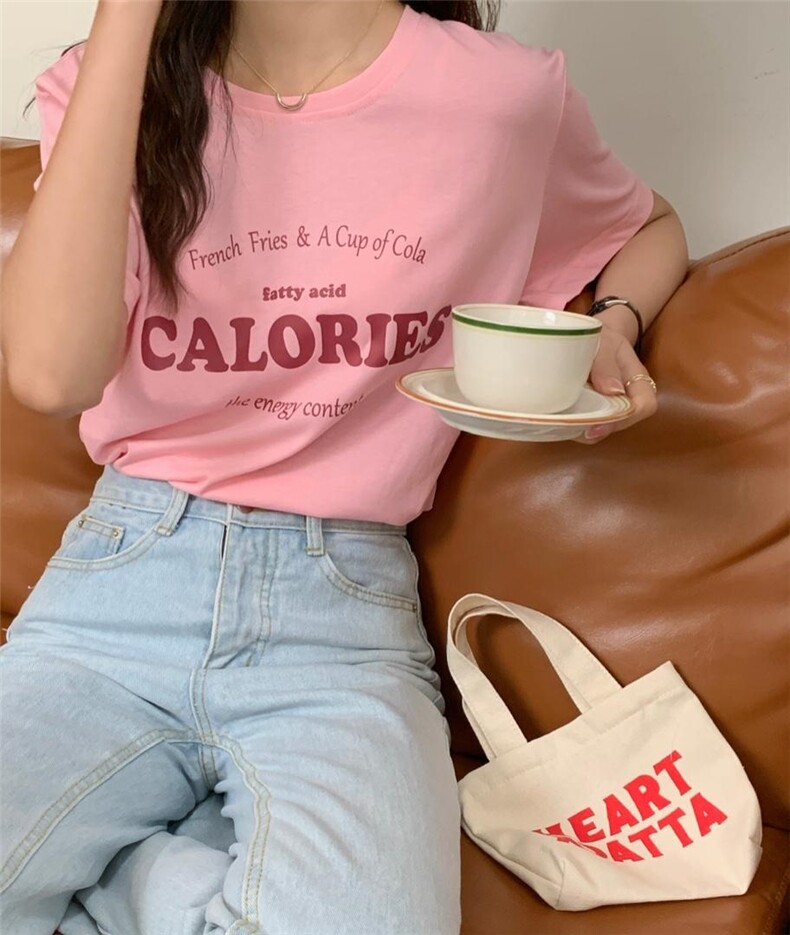 现货字母彩色T恤，女装T恤，汐美