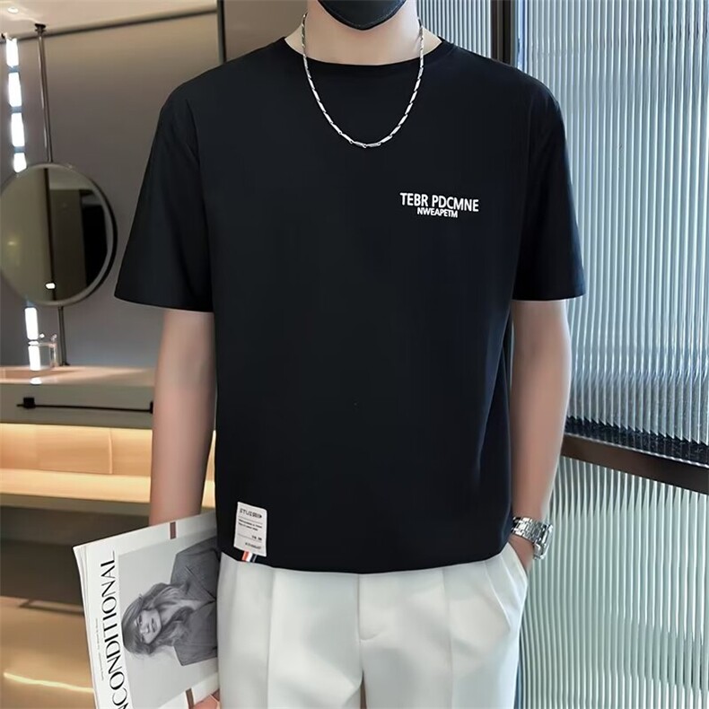 短袖T恤上衣印花字母轻奢韩版圆领男士夏季t恤时尚个性G28,男装T恤,星座1116A-2（原606A-1）