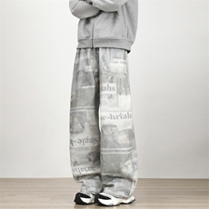 美式复古画报印花牛仔裤男宽松直筒阔腿直筒裤XZ212-1-QNK101-P48，男装牛仔裤，星座212-1