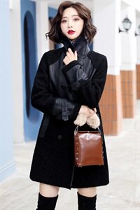 2022冬季新款时尚拼接两面穿外套优雅气质皮衣,女装皮衣,江南女神