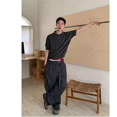 美式凉感设计感Polo领针织短袖夏季宽松简约上衣KA144-P42，男装T恤，星座208-5