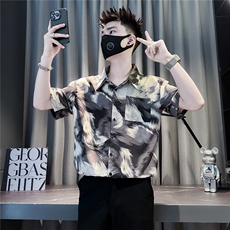 301C-CS17-P58控78夏季冰丝薄款短袖衬衫男痞帅潮社会小伙店主风，男装衬衫，星座301C（原B323）