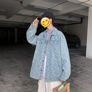 港风潮牛仔外套男士工装夹克宽松潮牌潮韩版嘻哈情侣 W1104-P60图片