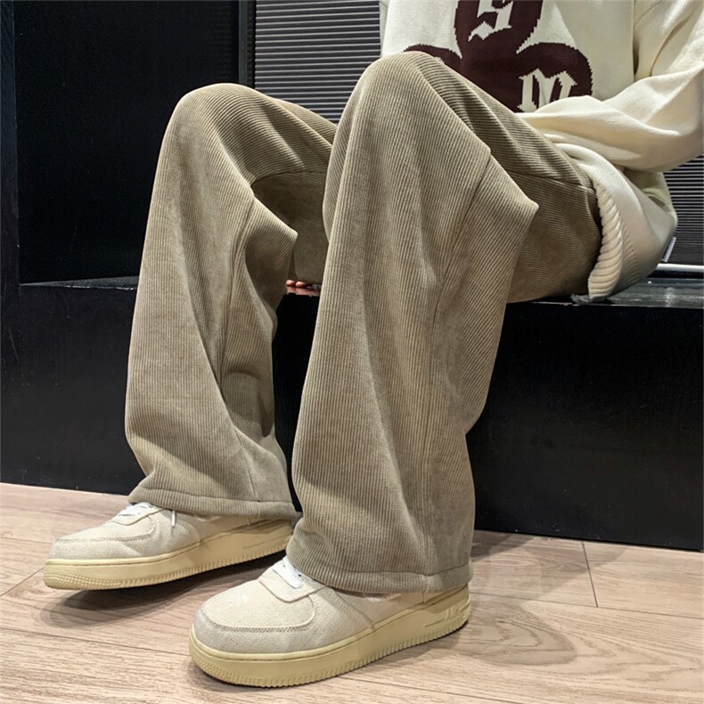 休闲裤重磅卫裤冬季男雪尼尔灯芯绒裤垂感阔腿裤K993P55加绒65,男装休闲裤,电商D315A