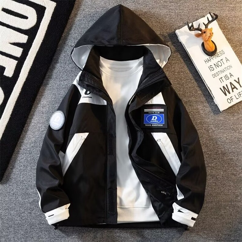 秋冬新款潮牌痞帅冲锋衣男休闲工装夹克连帽登山服外套JK03/P78，男装夹克，星座506B