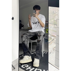 美式ins高街小众夏季破洞牛仔裤货号K729P60，男装牛仔裤，电商A063