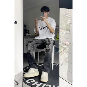 美式ins高街小众夏季破洞牛仔裤货号K729P60图片