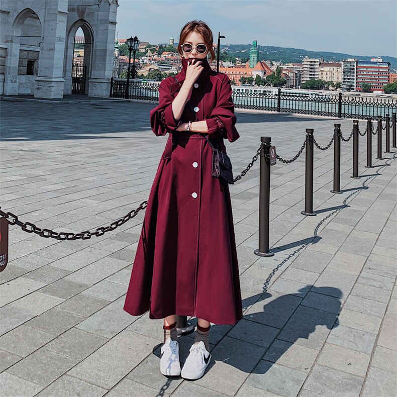 现货2021春秋季新款红色风衣225-A50-P145控198，女装风衣，浙宝225