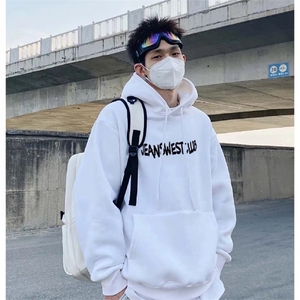 抖音得物 高品质印花连帽卫衣 秋冬装美式宽松连帽纯色卫衣ADL107图片