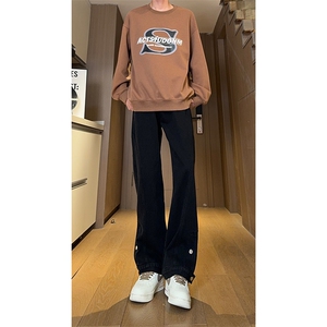 现货 复古蓝开衩扣子牛仔裤男美式休闲直筒阔腿裤 K5821-P55 控78图片