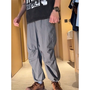 新款防晒伞兵工装裤子男夏季冰丝直筒阔腿休闲裤户外机能冲锋男裤图片