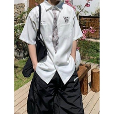 CS62-P40假领带设计男女夏季宽松短袖衬衫休闲百搭衬衣，男装T恤，电商B327