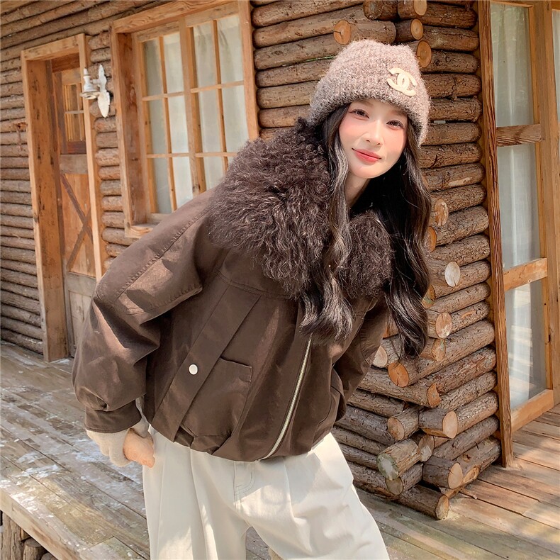 【】90白鸭绒配羊卷毛大毛领羽绒服2B153/28801/P335K418,女装羽绒服,2B153