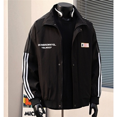 港风美式复古印花字母图案设计双袖三杠织带夹克男JK77766P75控98，男装夹克，星座226-1