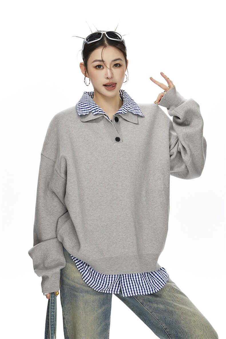 现货美式复古假两件翻领毛衣男新款225-2-MY102-P68,男装针织衫/毛衣,星座225-2