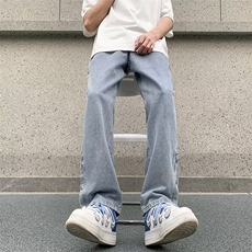排扣裤子高街水洗牛仔裤男设计感小众拉链裤N748P48，男装牛仔裤，星座1116-2